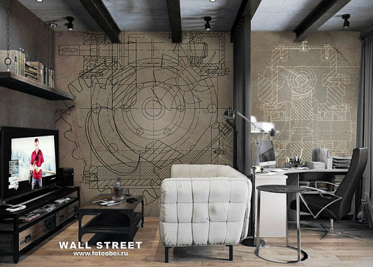 Фотообои в интерьере артикул Induction 1, ИНДУКЦИЯ / INDUCTION, Wall street